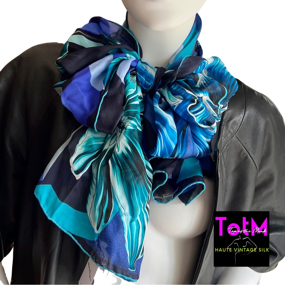FERRAGAMO Jeweltone Floral Silk Oblong NWT